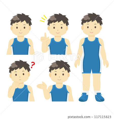 Illustration of a man wearing a wrestling uniform Illustration of a man wearing a wrestling uniform 117115823