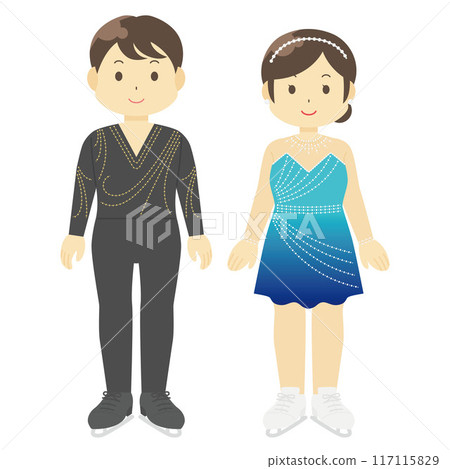男性和女性花式滑冰運動員的插圖 117115829