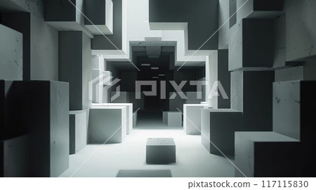 The image is a dark and mysterious hallway 117115830