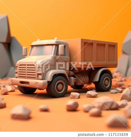 A truck on vibrant background. Construction and transportation concept. AIG35. 117115839