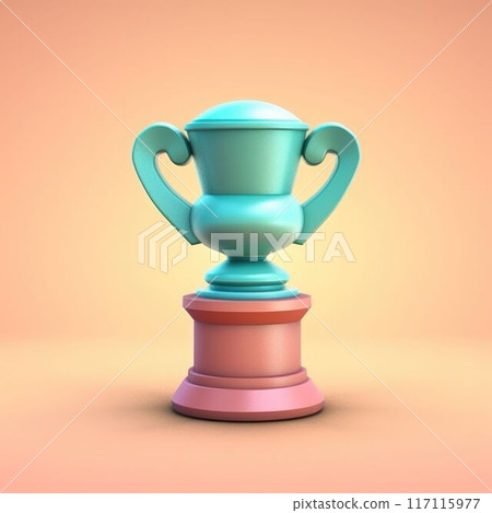 Bronze trophy cup on an orange background. Award and victory concept. AIG35. 117115977
