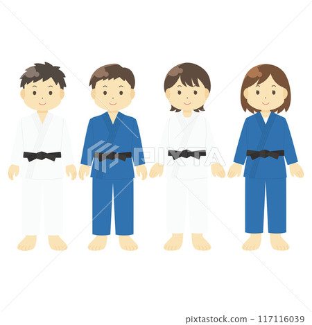 穿著柔道製服的男人和女人的插圖 117116039