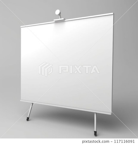 Clean blank whiteboard with metal clamp isolated on white background. AIG35. 117116091