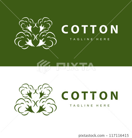 cotton logo design flower soft cotton organic plant textile material clothing illustration template 117116415