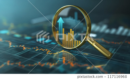 chart, magnifier, graph 117116968