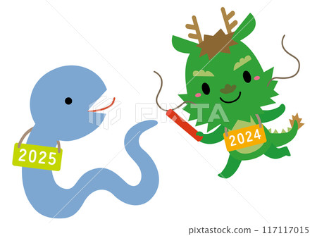 Snake and Dragon Year Zodiac Change Character Illustration/Passing the Baton 01, No Lines 117117015