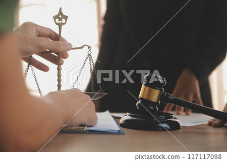 Mediation client meeting lawyer consulting government help, Businessman and Male lawyer or judge consult having team meeting with client, Law and Legal services concept. Mediation client meeting lawyer consulting government help, Businessman and Male lawyer or judge consult having team meeting with client, Law and Legal services concept. 117117098