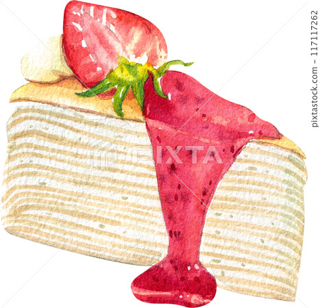 Strawberry dessert with food and drink watercolor png icon 117117262