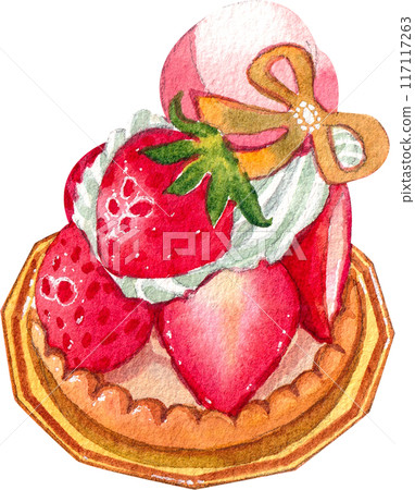 Strawberry dessert with food and drink watercolor png icon Strawberry dessert with food and drink watercolor png icon 117117263