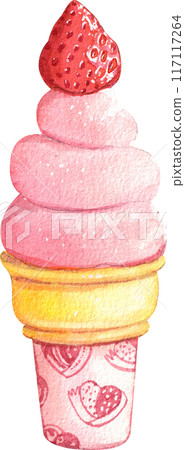 Strawberry dessert with food and drink watercolor png icon Strawberry dessert with food and drink watercolor png icon 117117264