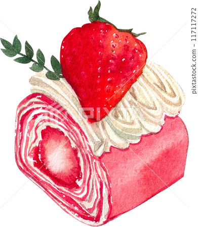Strawberry dessert with food and drink watercolor png icon 117117272