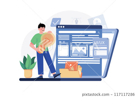 Designer UX UI make concept in social online development. 117117286