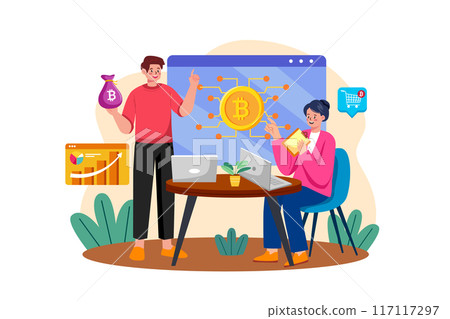 How To Buy Bitcoin Illustration concept on white background How To Buy Bitcoin Illustration concept on white background 117117297
