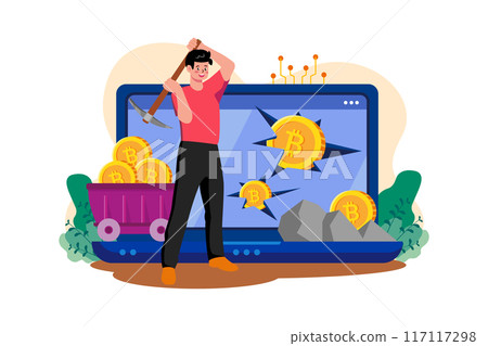 Proof Of Work (Pow) Illustration concept on white background 117117298