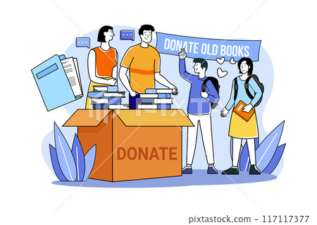 Volunteer group donates old books and newspapers to poor students 117117377