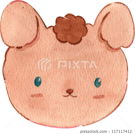 Cute rabbit dooddle watercolor png icon 117117412