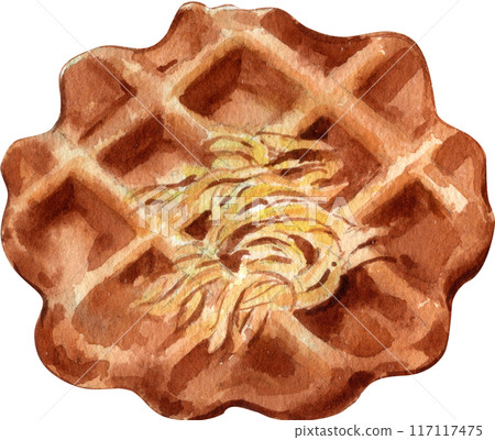 Waffles with fruit fillings.Sweet pastries with cream and fruits.PNG watercolor icon Waffles with fruit fillings.Sweet pastries with cream and fruits.PNG watercolor icon 117117475