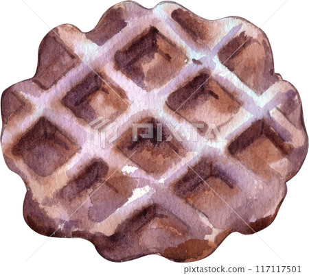 Waffles with fruit fillings.Sweet pastries with cream and fruits.PNG watercolor icon Waffles with fruit fillings.Sweet pastries with cream and fruits.PNG watercolor icon 117117501