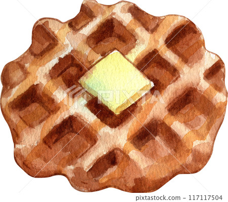 Waffles with fruit fillings.Sweet pastries with cream and fruits.PNG watercolor icon Waffles with fruit fillings.Sweet pastries with cream and fruits.PNG watercolor icon 117117504