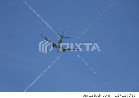 全日空航空飛機起飛後不久 117117785