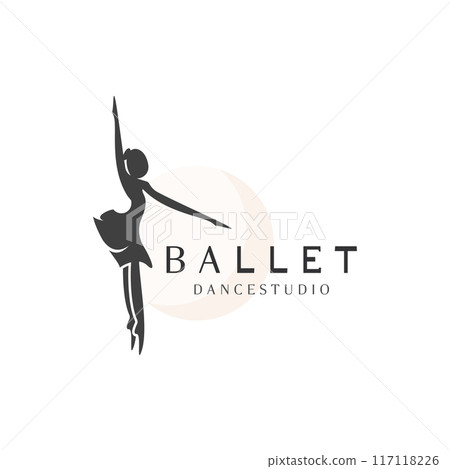 Ballet Dance studio logo design. Silhouette of a girl Dancing class abstract figure template Ballet Dance studio logo design. Silhouette of a girl Dancing class abstract figure template 117118226