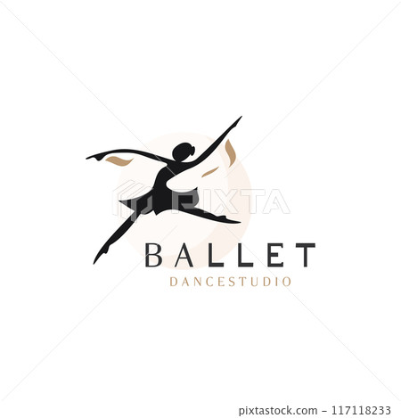 Ballet Dance studio logo design. Silhouette of a girl Dancing class abstract figure template Ballet Dance studio logo design. Silhouette of a girl Dancing class abstract figure template 117118233
