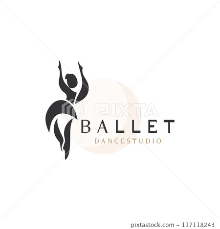 Ballet Dance studio logo design. Silhouette of a girl Dancing class abstract figure template Ballet Dance studio logo design. Silhouette of a girl Dancing class abstract figure template 117118243