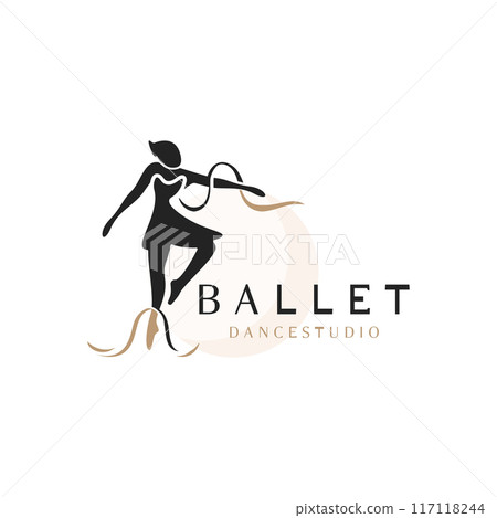 Ballet Dance studio logo design. Silhouette of a girl Dancing class abstract figure template Ballet Dance studio logo design. Silhouette of a girl Dancing class abstract figure template 117118244