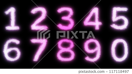 一組發光的數字 117118497