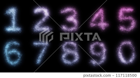 一組發光的數字 117118500