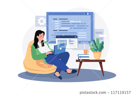 Woman programmer working on a new project 117119157