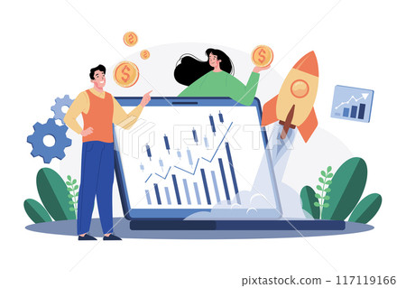 Stock Market Research Illustration concept on white background 117119166