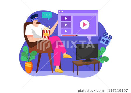 Virtual Reality Illustration concept on white background Virtual Reality Illustration concept on white background 117119197