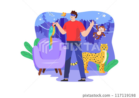 Virtual Reality Illustration concept on white background Virtual Reality Illustration concept on white background 117119198