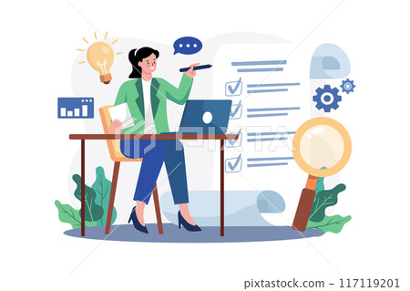 Strategic Planning Illustration concept. A flat illustration isolated on white background 117119201