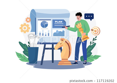Strategic Planning Illustration concept. A flat illustration isolated on white background 117119202