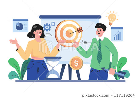 Strategic Planning Illustration concept. A flat illustration isolated on white background 117119204