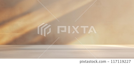 Simple Blank Backdrop for Presenting Your Product with Beige Wall and Light Effect 117119227