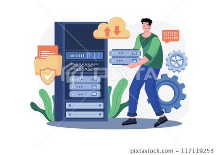 Server Maintenance Illustration concept on white background 117119253