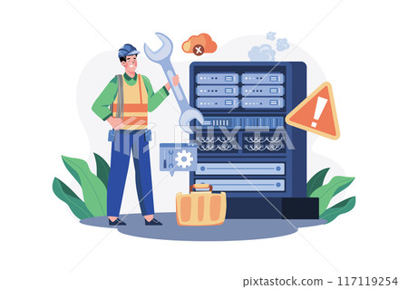 Server Maintenance Illustration concept on white background Server Maintenance Illustration concept on white background 117119254