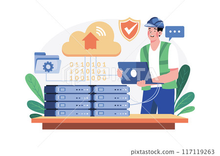 Server Maintenance Illustration concept on white background Server Maintenance Illustration concept on white background 117119263