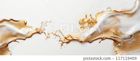 Golden Oil Liquid Splash Isolated On White Background With Copy Space 117119409