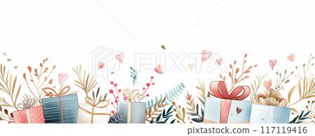 Beautiful Holiday Design Background with Gifts 117119416