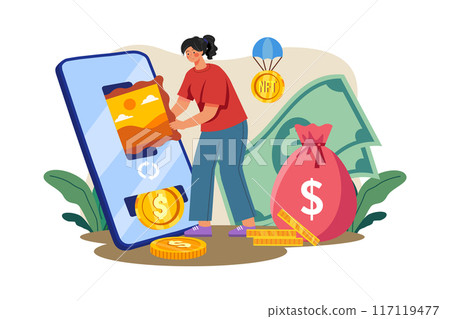 NFT exchange Illustration concept on white background 117119477