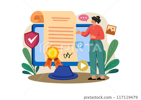 NFT Certificate Illustration concept on white background 117119479