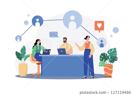 Teamwork Illustration concept. A flat illustration isolated on white background Teamwork Illustration concept. A flat illustration isolated on white background 117119480