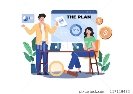 Strategic Planning Illustration concept. A flat illustration isolated on white background 117119483