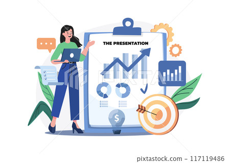 Strategic Planning Illustration concept. A flat illustration isolated on white background 117119486