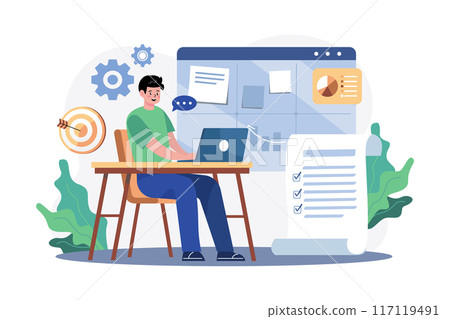 Strategic Planning Illustration concept. A flat illustration isolated on white background 117119491