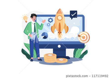 Strategic Planning Illustration concept. A flat illustration isolated on white background 117119492